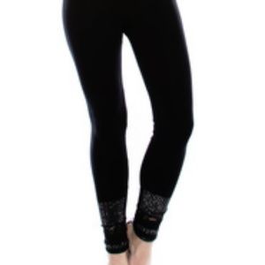 Vocal leggings with lace and bling at ankle.